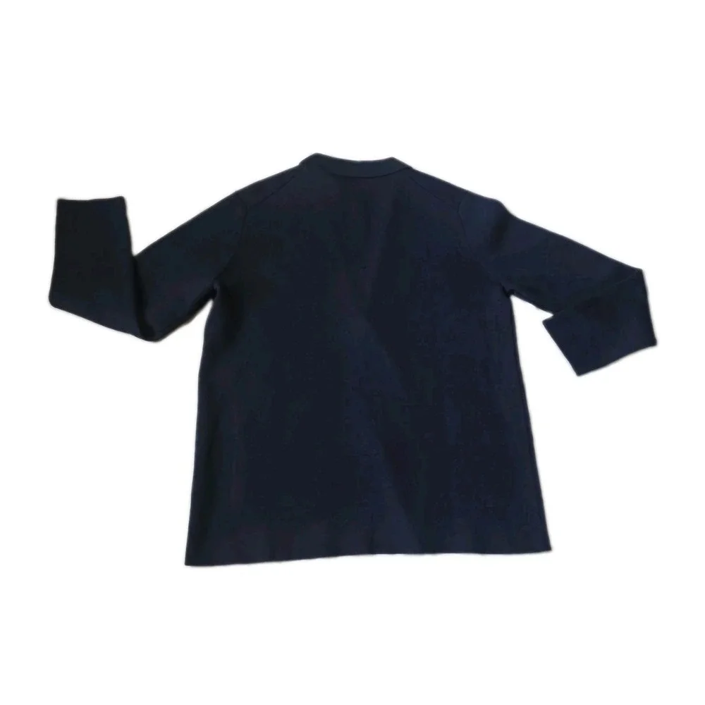 Collars & Co. Men's Large Milano Luxury Knit Sweater Blazer Navy Blue Maverick